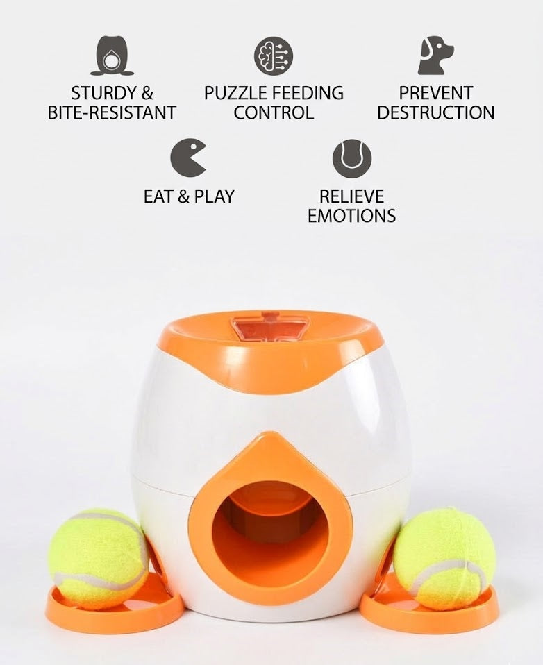 🐶 Creawel® Pet Dog Toys,Electronic Usb Dog Two Tennis,Food rewards, Dog Interactive Training, Intelligent Automatic Food Leakage Device