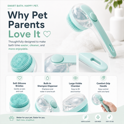 Pet Bath Brush with Built-In Shampoo Dispenser
