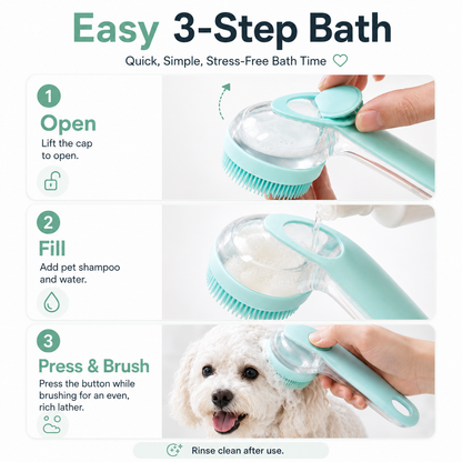 Pet Bath Brush with Built-In Shampoo Dispenser