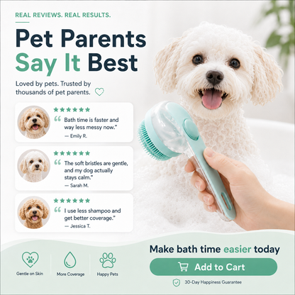 Pet Bath Brush with Built-In Shampoo Dispenser