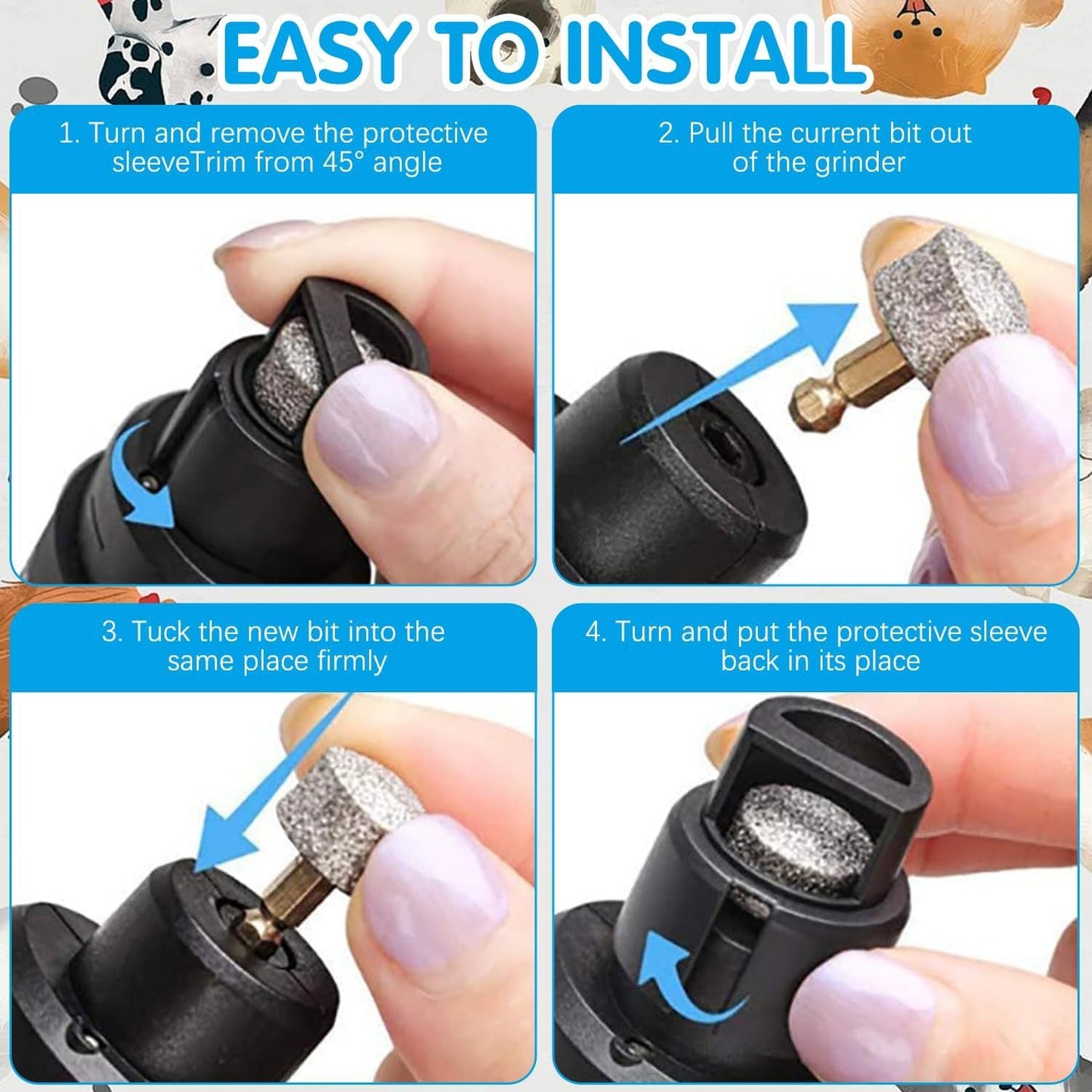 Creawel®Pet Nail Grinder, USB Rechargeable Cat & Dog Dust-Free Nail Trimmer with LED Quick Sensor, High-Power Adjustable Speed, New M1