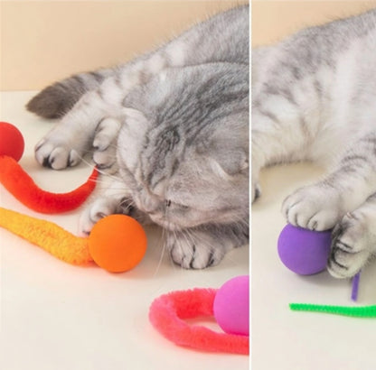 Creawel® 🐱 Fuzzy Wiggly Bouncy Balls The Ultimate Interactive Cat Toy 🕊️